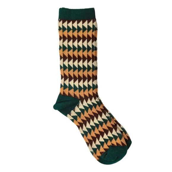 NWT Charley Retro Green Triangle Print Crew Socks - Picture 1 of 5